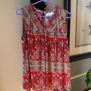 Red Paisley Sleeveless Top Suzanne Betty Medium 💐